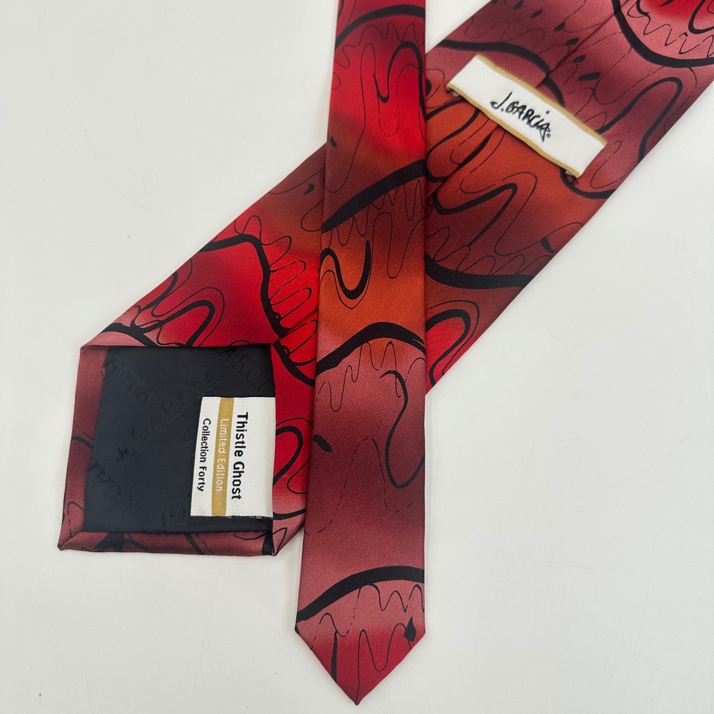 J Garcia Silk Tie Mens One Size Red Thistle Ghost Limited Edition Collection 40 - Picture 5 of 11